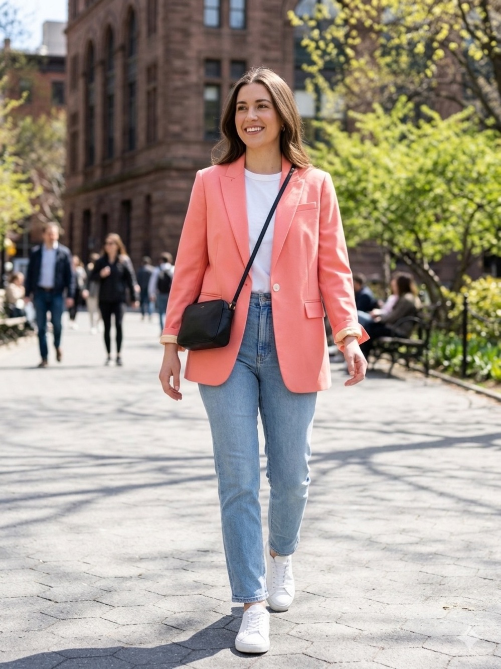 J. Crew Pink and Coral Wool Blend Blazer